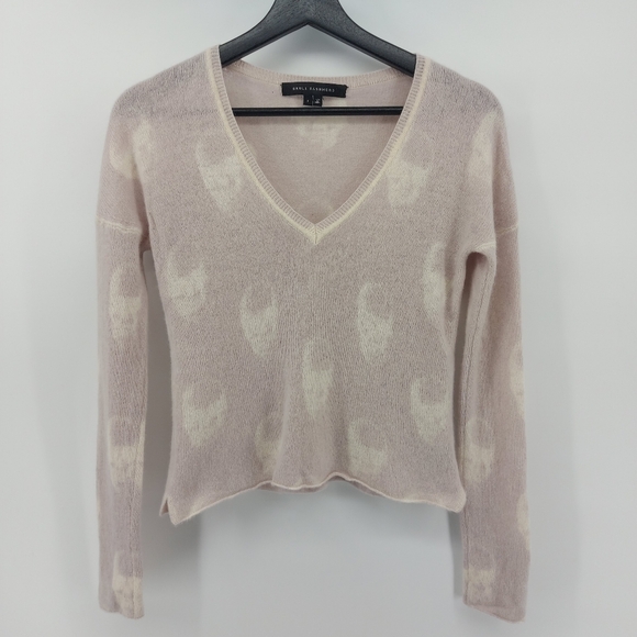 Skull Cashmere Skull V Neck Swater Size Small Pink - Picture 1 of 8